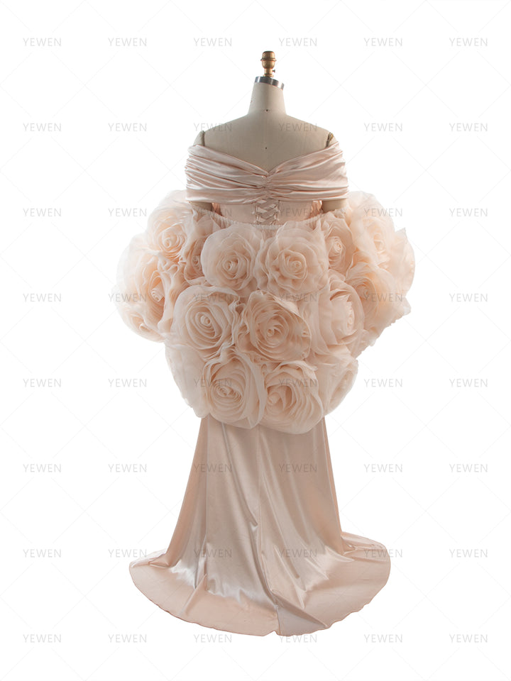 Beautiful Photohoot Outfit Long Mermaid Dress with Flower Cape Shawl YW260263