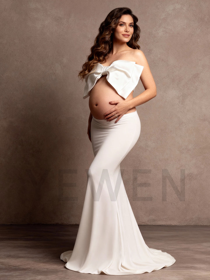 Two Piece Set Dress for Baby Shower Slim Fit Dress Photo Shoot for Pregnant Women