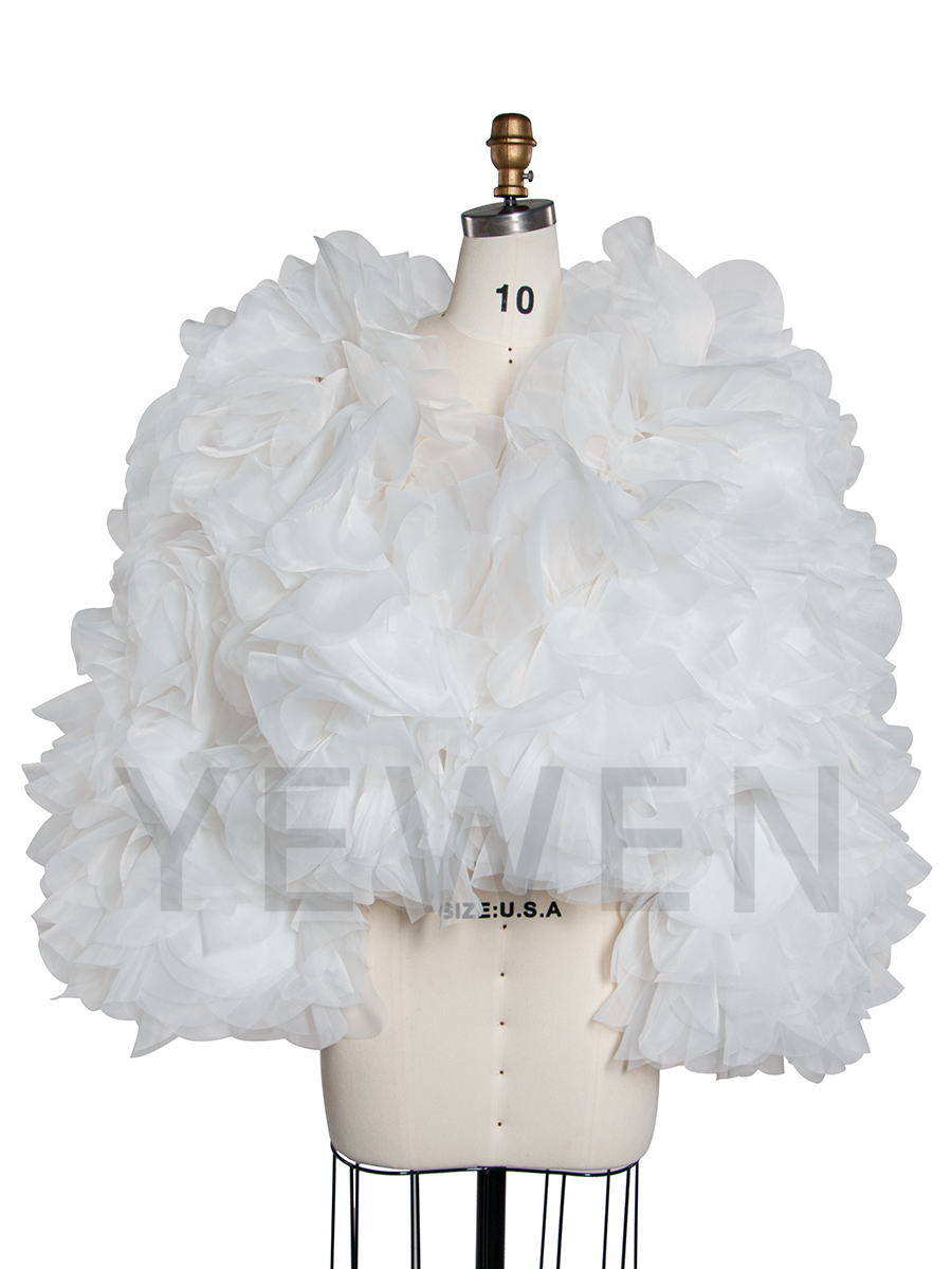 Fashion White Organza Women Jacket Photography Maternity Blouse Outerfit YW251050