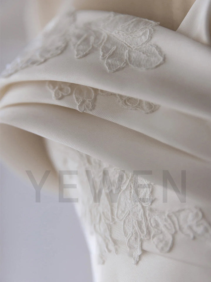 High Quality Satin Wedding Dresses Ruched Pleated Bridal Dress