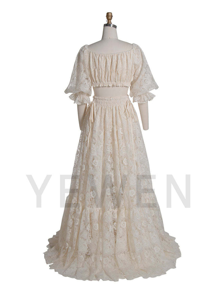 2 Piece Set Lace Dress for Photo Shoot Bridal Gown Photoshoot Props YW240076