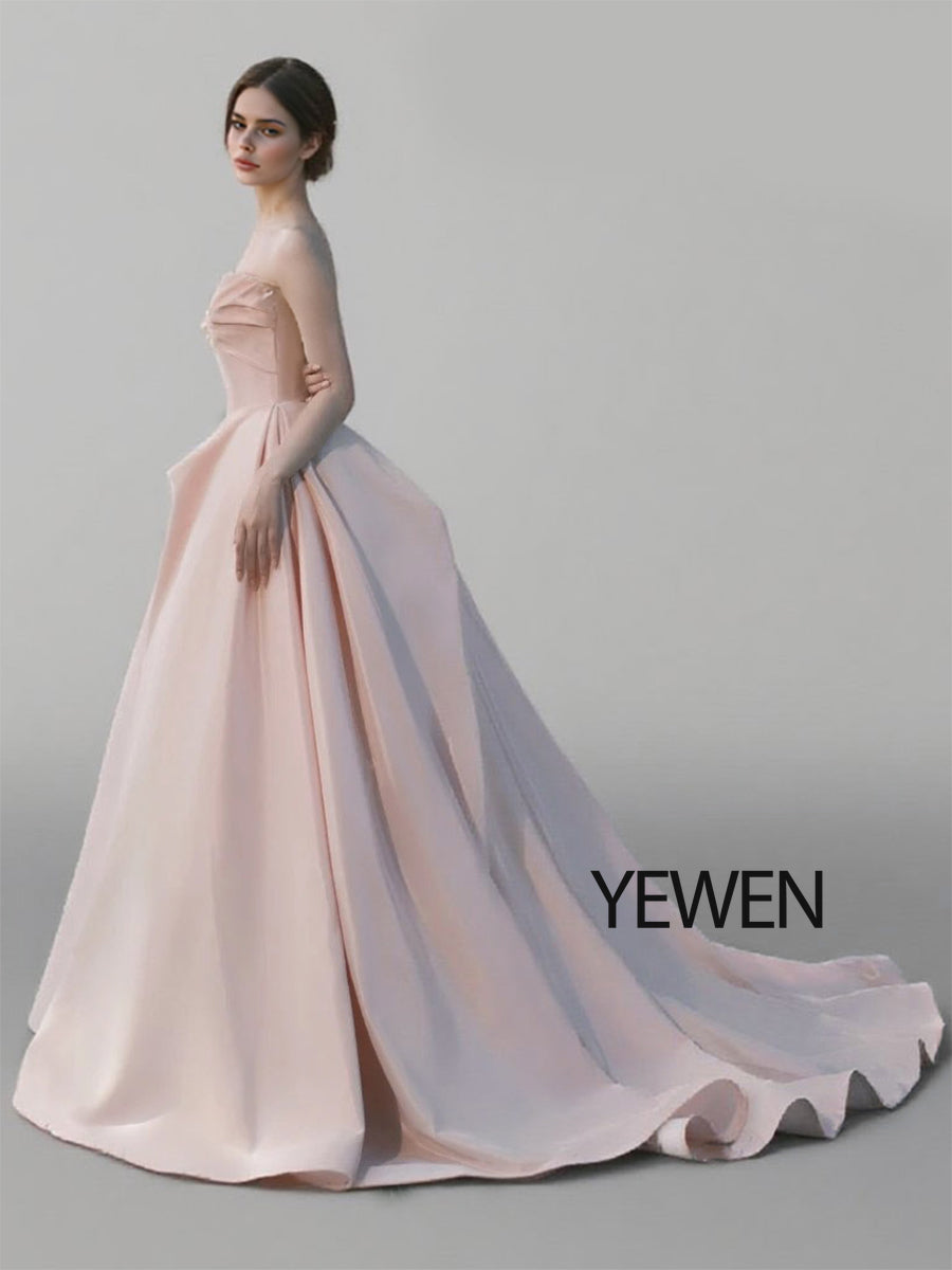 Pink Water Satin Wedding Dress Sweetheart Wedding Photo Shoot Long Formal Party Dresses