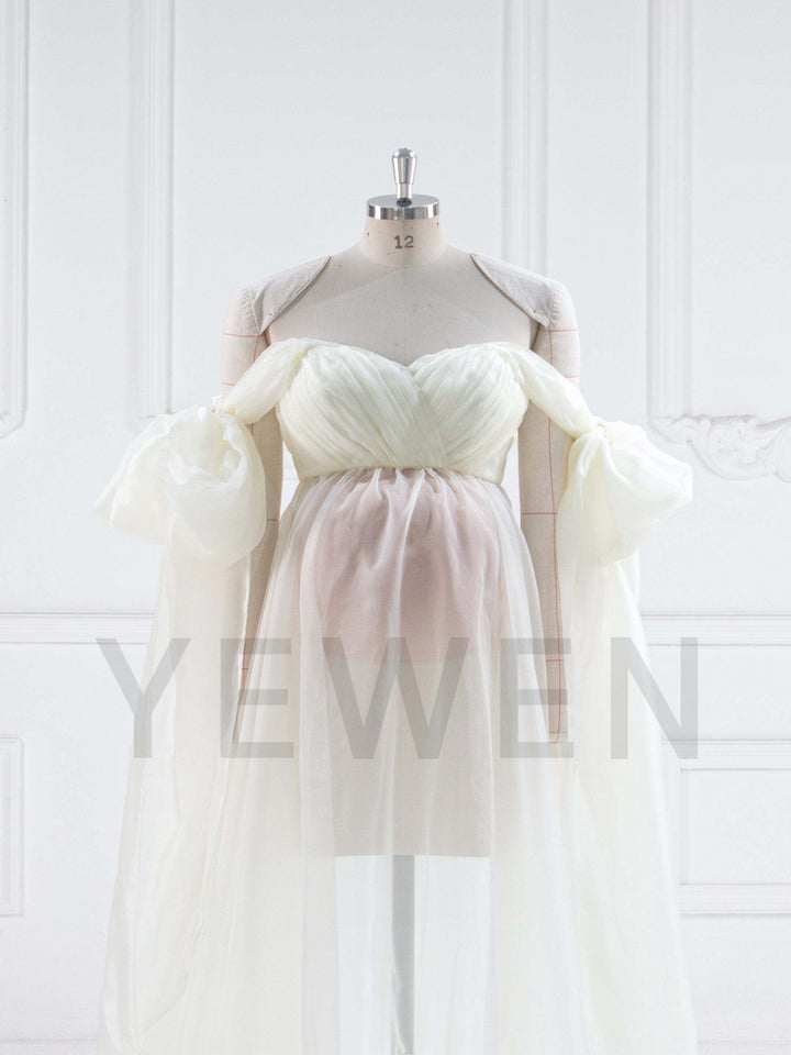 Silk Soft Organza Maternity Baby Shower Dress Summer Maternity Dress for Photoshoot YW240019