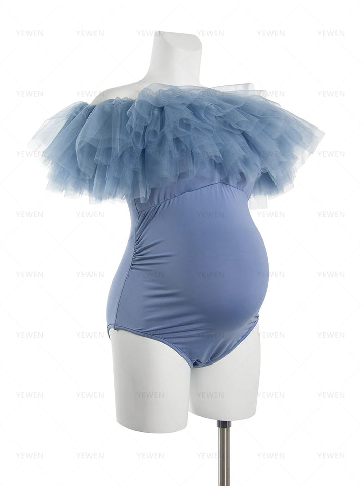 Maternity Photography Props Bodysuit Off Shoulder Ruffles Maternity Photo Shoot Jumpsuit YW260217
