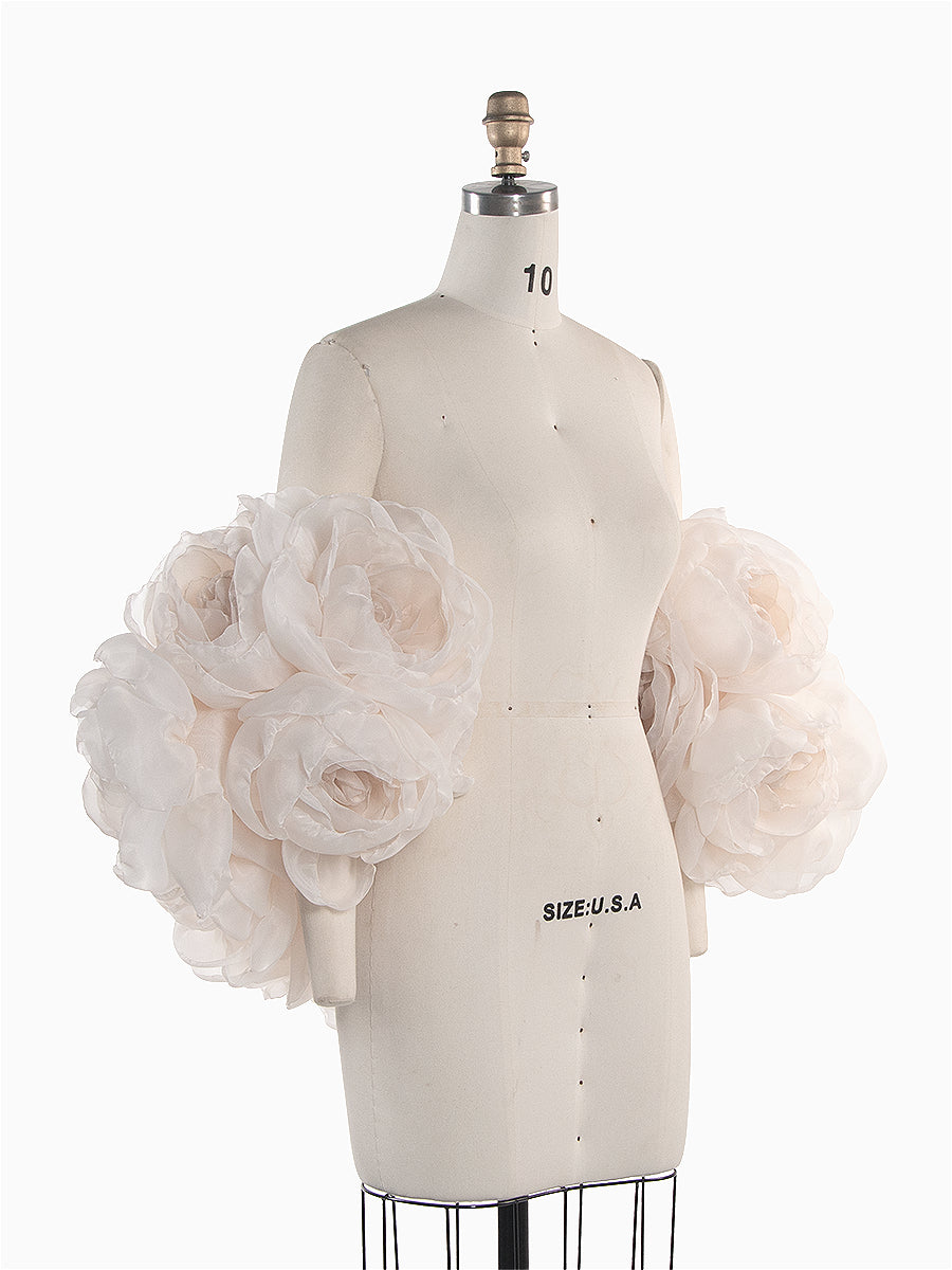 Handcrafted Large Organza Floral Shawl Bridal Cape Photography Pregnancy Shooting Props YW260277