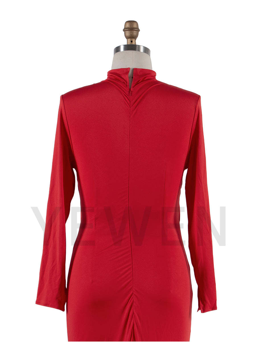 Long Sleeves Stretchy Fabric Red Maternity Dresses for Photoshoot Show Belly Baby Shower Dresses YW243168