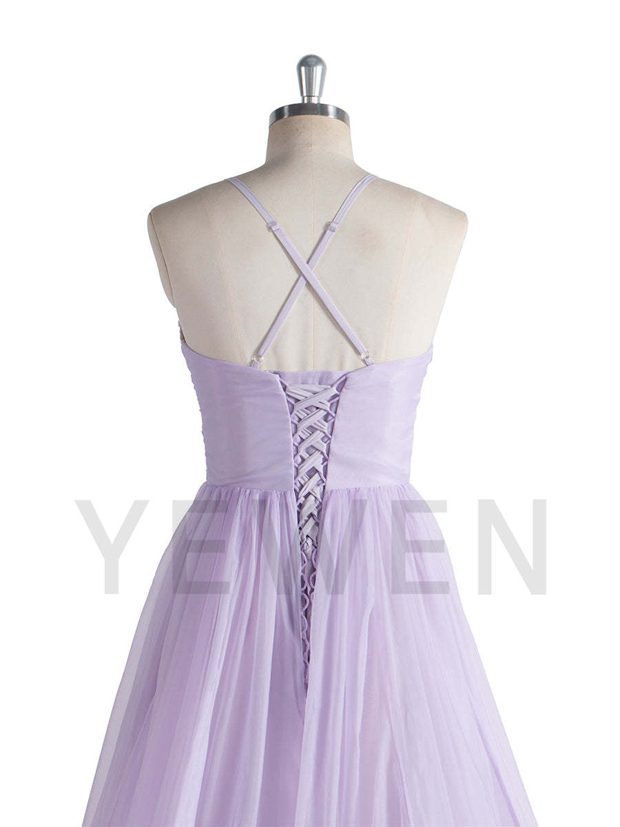 Lilac Flying Dress for Photoshoot Long Train Silk Soft Organza Flowy Dress Shooting Gown YW250016