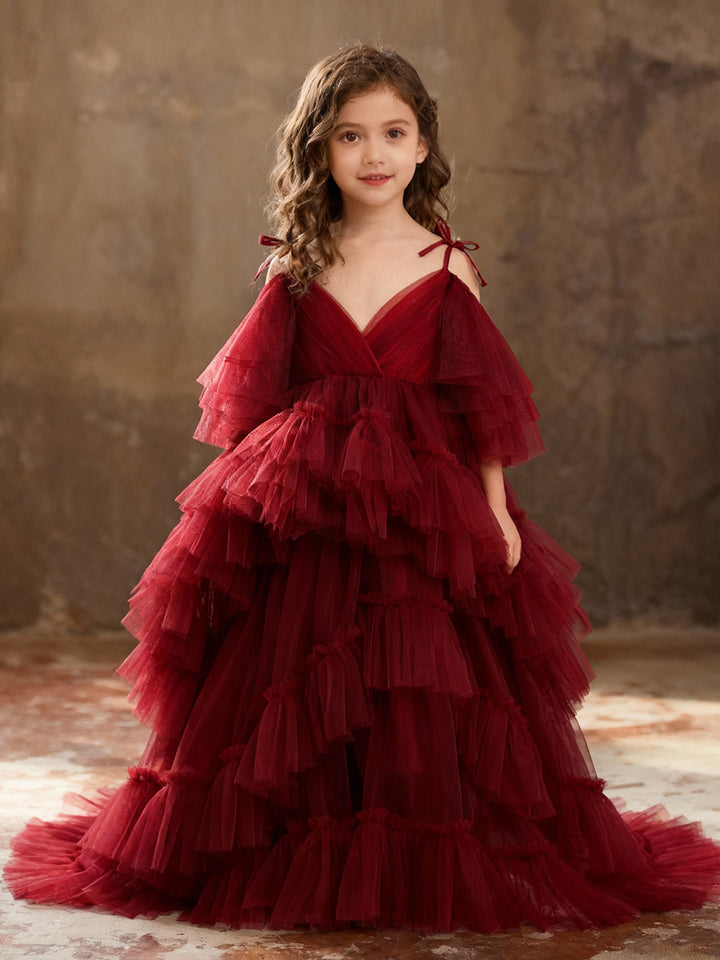 Little Flower Girls Dress Kids Party Ball Gown Princess Wedding Party Dress for Girl Photo Shoot Dress