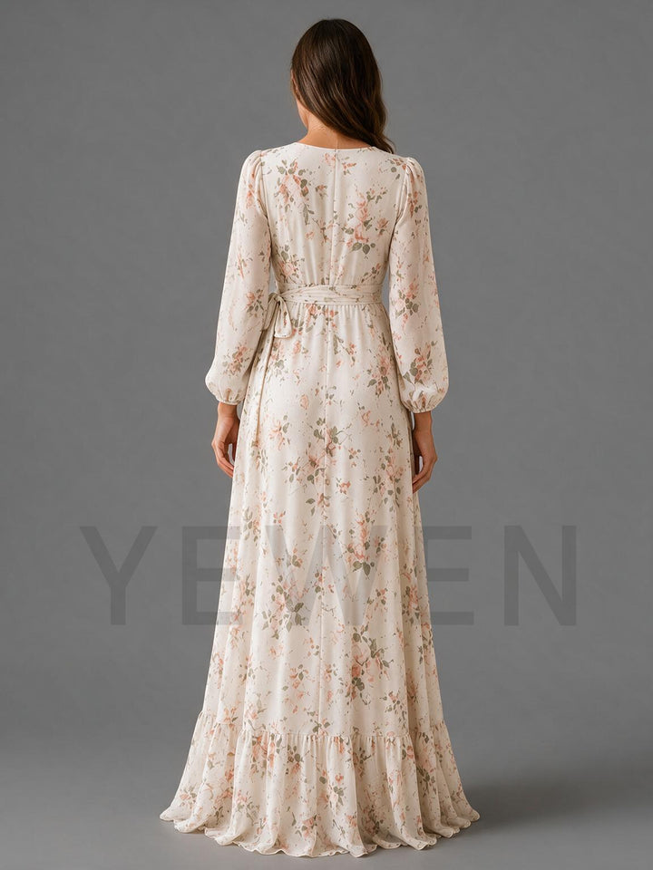 Printing Floral Maternity Maxi Dress for Baby Shower