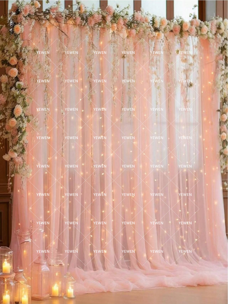 Mesh Outdoor Wedding Gauze Mantle with Light String for Photography Background and Scene Arrangement Backdrops YW2603112D
