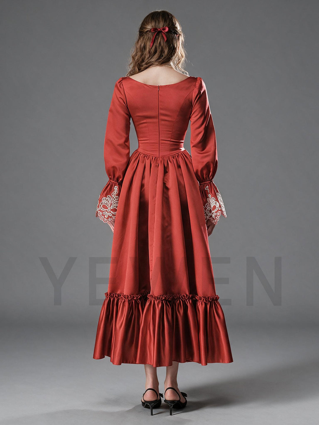 Square Neck Embroidered Boned Corset Christmas Dress YW2609221