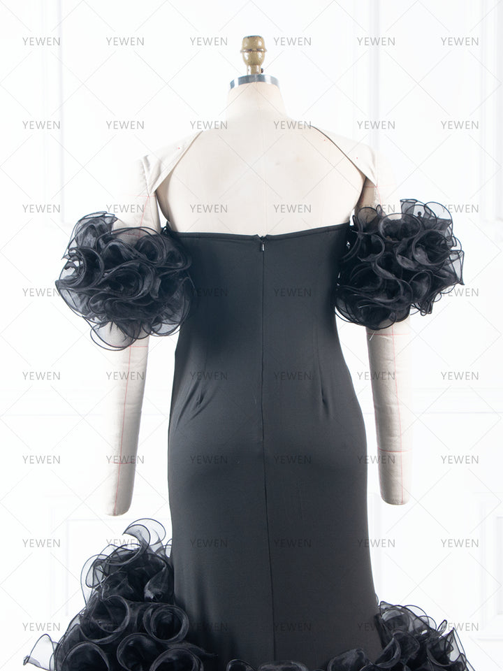 Black Ruffles Photoshoot Dresses for Ladies Maternity Photo Shoot Dress YW260285