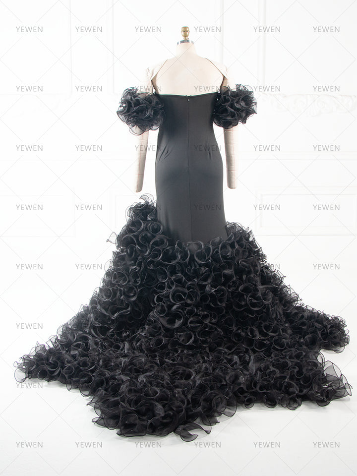 Black Ruffles Photoshoot Dresses for Ladies Maternity Photo Shoot Dress YW260285
