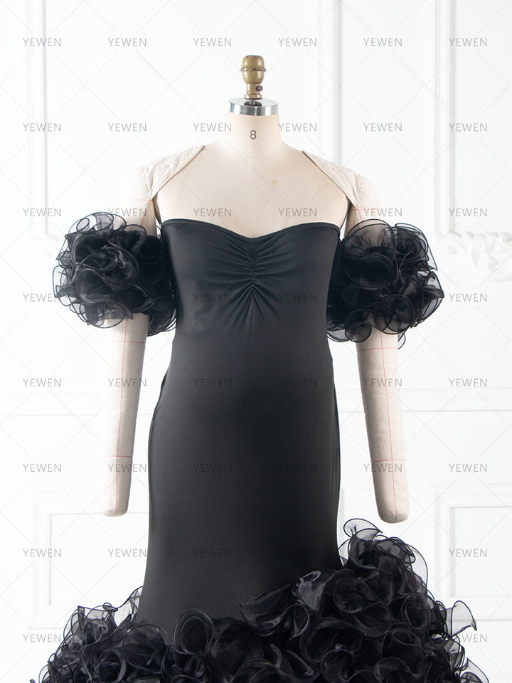 Black Ruffles Photoshoot Dresses for Ladies Maternity Photo Shoot Dress YW260285
