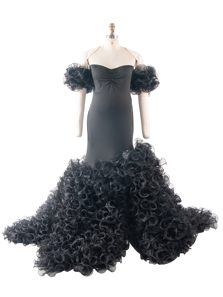Black Ruffles Photoshoot Dresses for Ladies Maternity Photo Shoot Dress YW260285