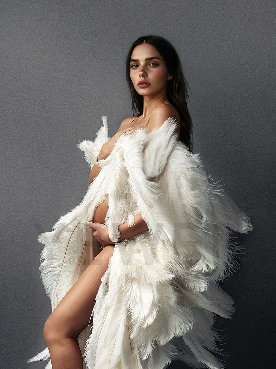 White Ostrich Feather Cape yewendress White Ostrich Feather Cape yewendress