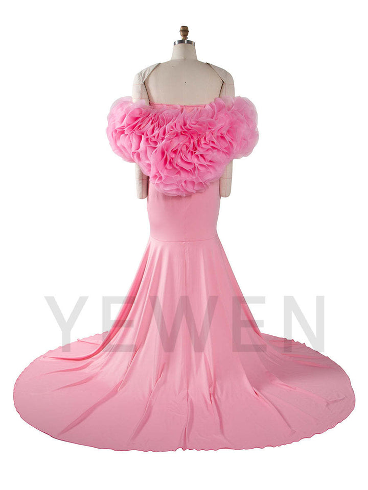Pink Maternity Dress with Floral Wraps Stretchy Maternity Dress Photoshoot Pregnancy Dress Shoot YW251012