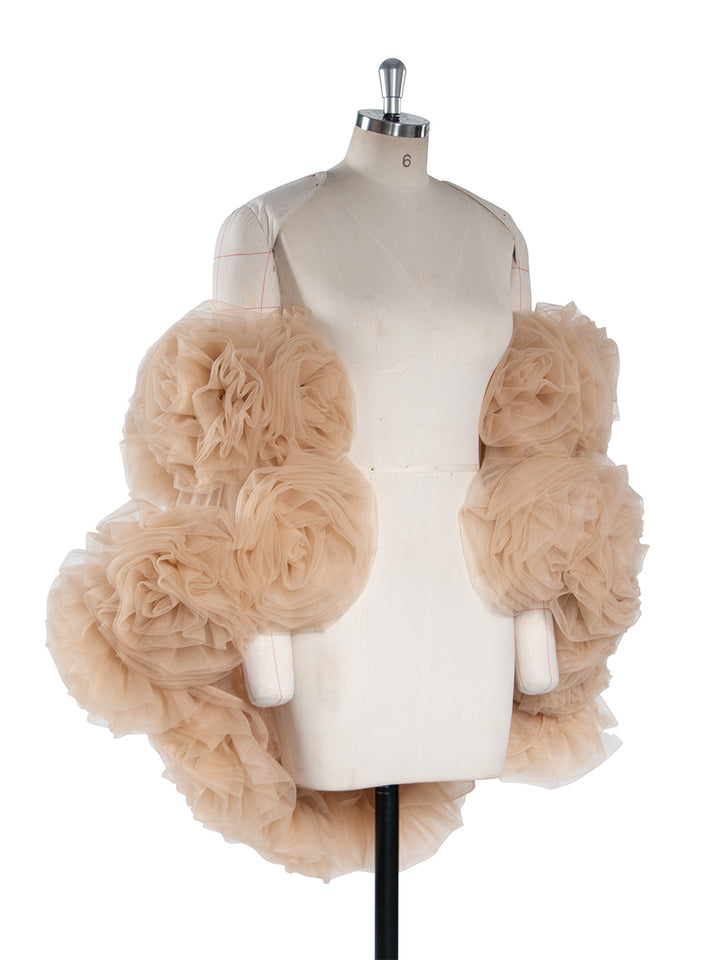 Tulle 3D Flower Short Cape Bridal Cover Up Photography Prop YW251011