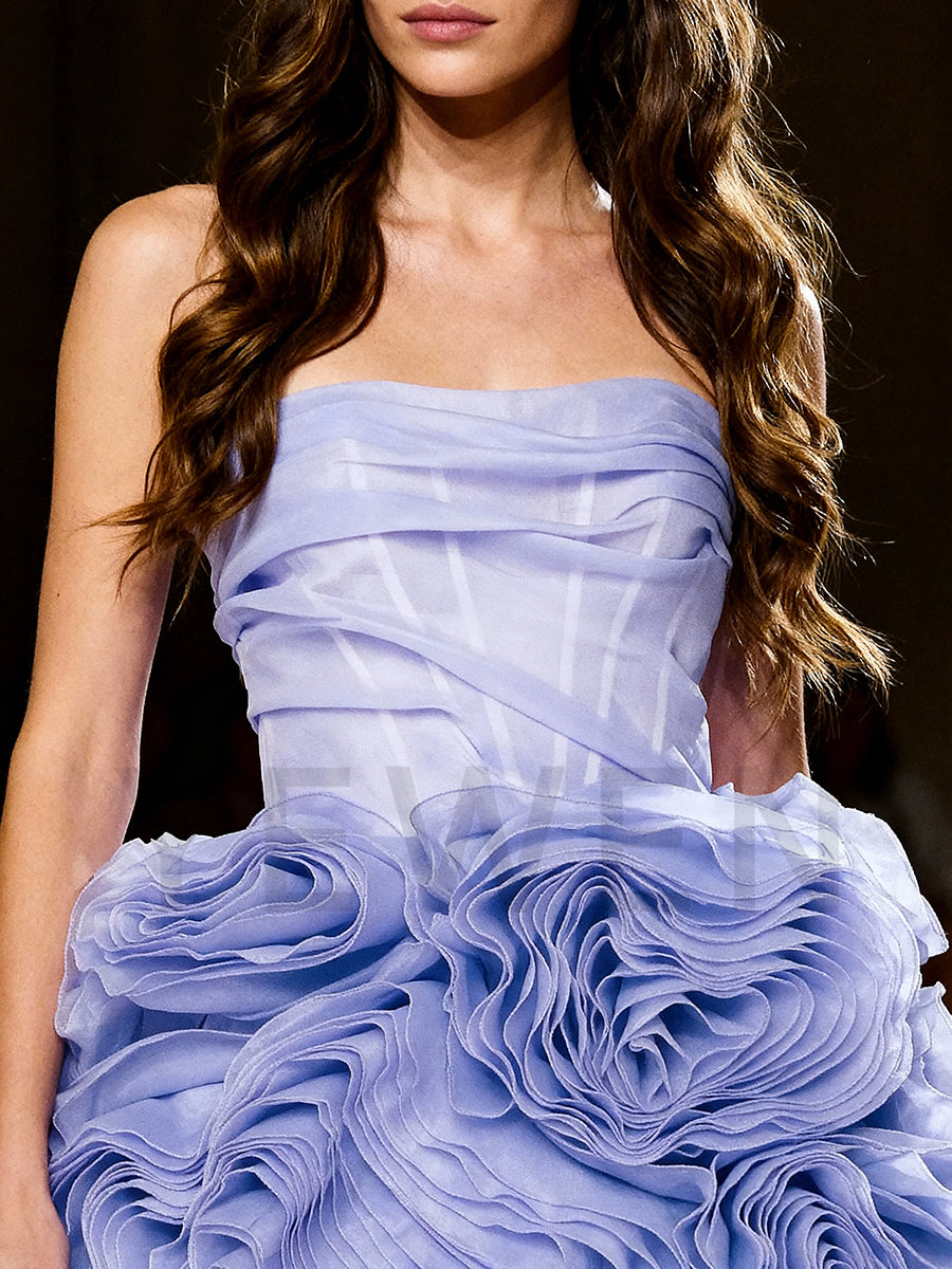 Handmade Mini Strapless Corset Purple Prom Dress Birthday Dress