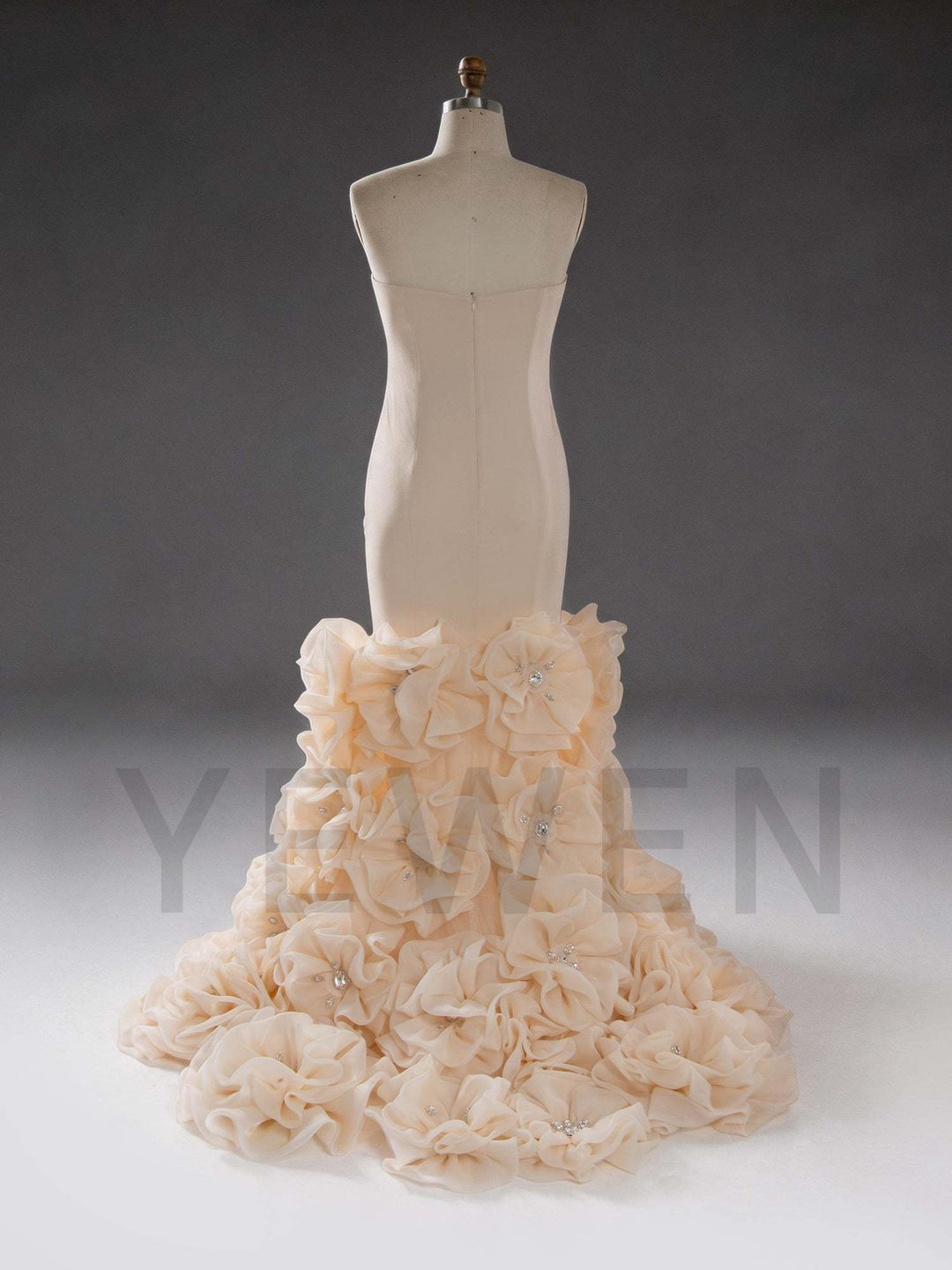 2026 Luxury Couture Mermaid Handmade Floral Rhinestone Maternity Photoshoot Gown