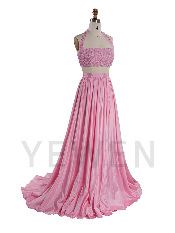 Fashion Two Piece Set Evening Gown Pink Birthday Outfit Dress YW250080