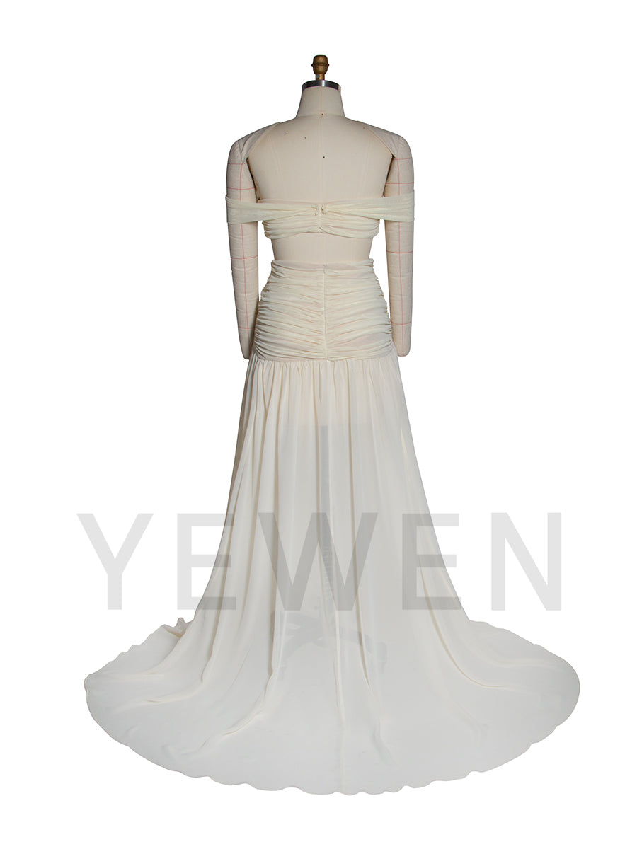 Off-shoulder Stretchy Mesh Gown Dress for Phtoshoot Maternity Sessions YW251032