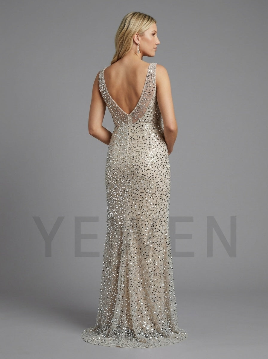 Sequin Deep V-Neck Maternity Gown for Baby Shower YD261012
