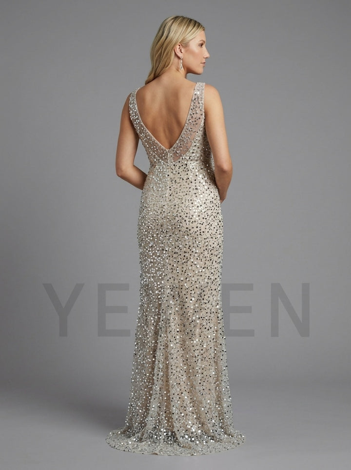 Sequin Deep V-Neck Maternity Gown for Baby Shower YD261012