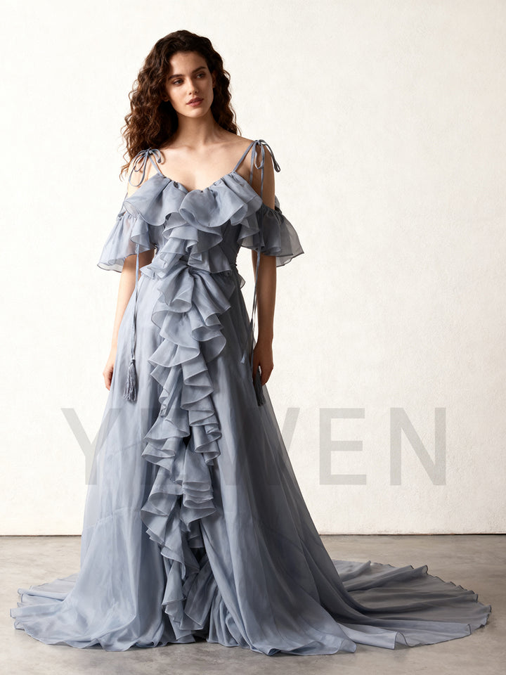 Elegant Organza Dress with Ruffles Women Corset Birthday Party Dress Photoshoot YW243167