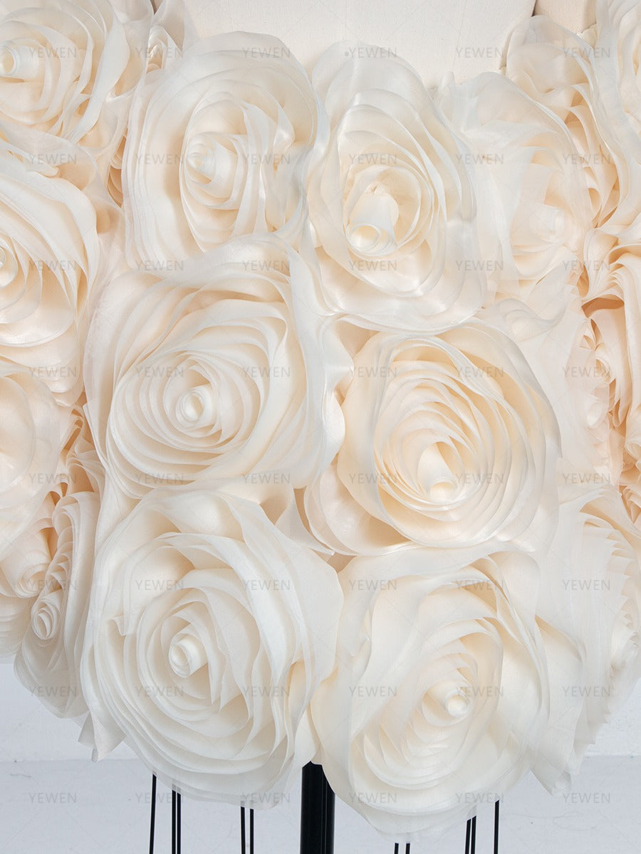 Bridal Organza Cape with Handmade Flowers Romantic Photography Cape YW260263-1