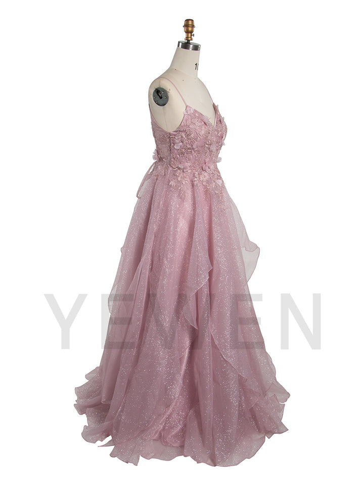 Elegant Prom Dress Floor-Length Sparkle Fabric Evening Party Dress B002