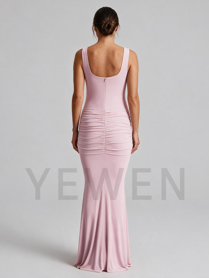 Square Neck Sleeveless Twist Waist Maternity Dress for Baby Shower