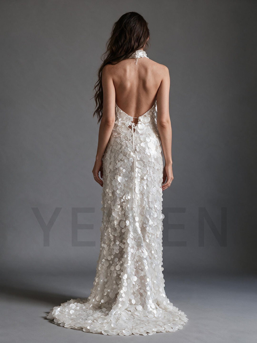 Halter Cutout Belly Sequin Maternity Photoshoot Gown YW2609233