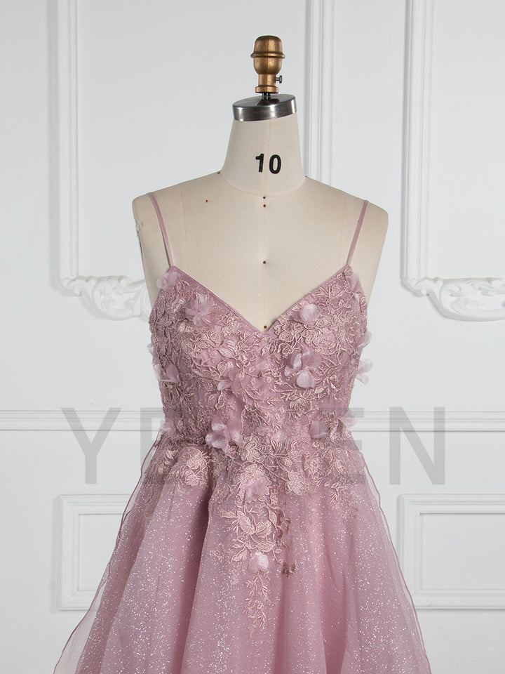 Elegant Prom Dress Floor-Length Sparkle Fabric Evening Party Dress B002