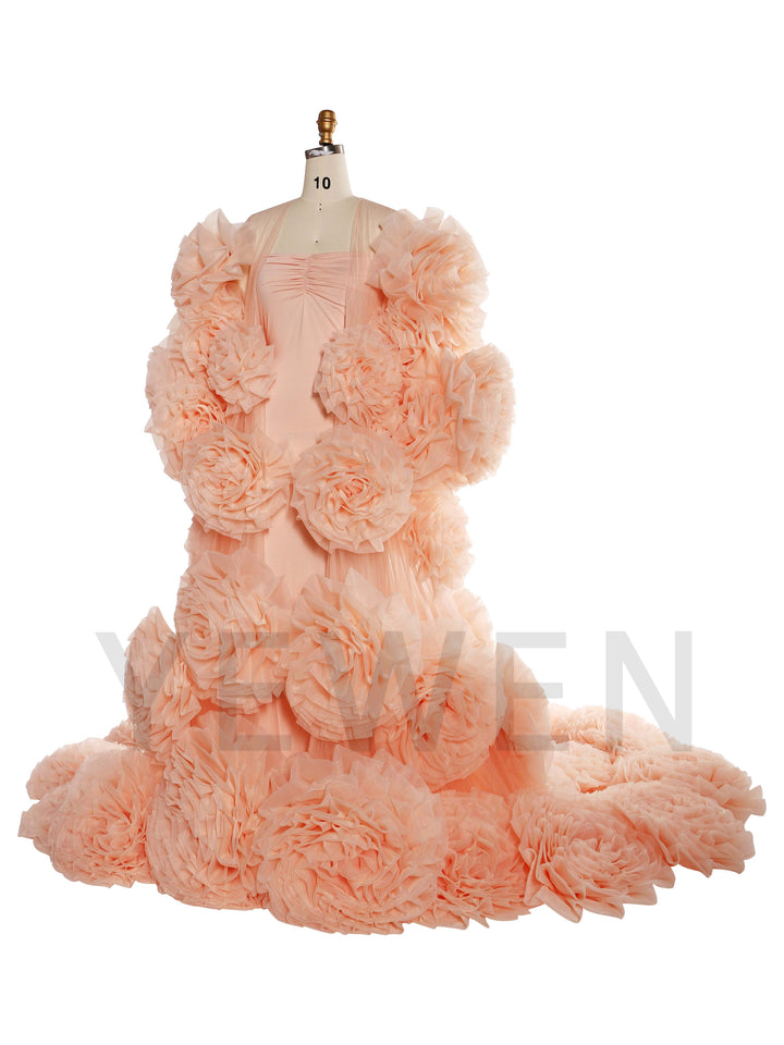 Handmade Flower Cape with Lining Dress Photo Shoot Outfit Wedding Cape YW240005