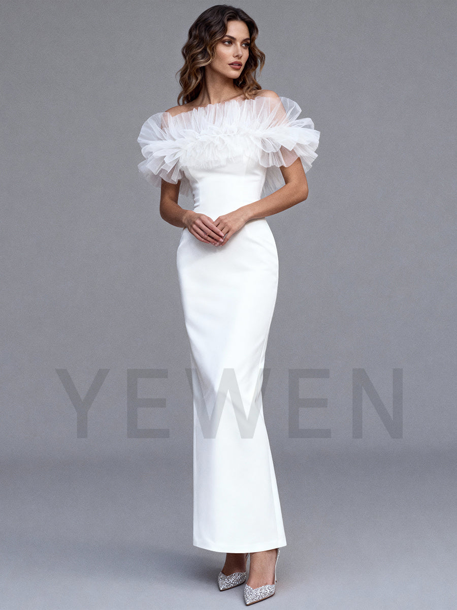 Mermaid Satin Wedding Dress Off Shoulder Elegant Bridal Gown