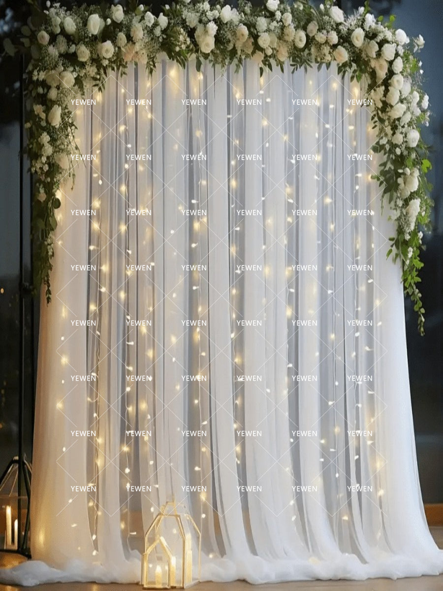 Mesh Outdoor Wedding Gauze Mantle with Light String for Photography Background and Scene Arrangement Backdrops YW2603112D