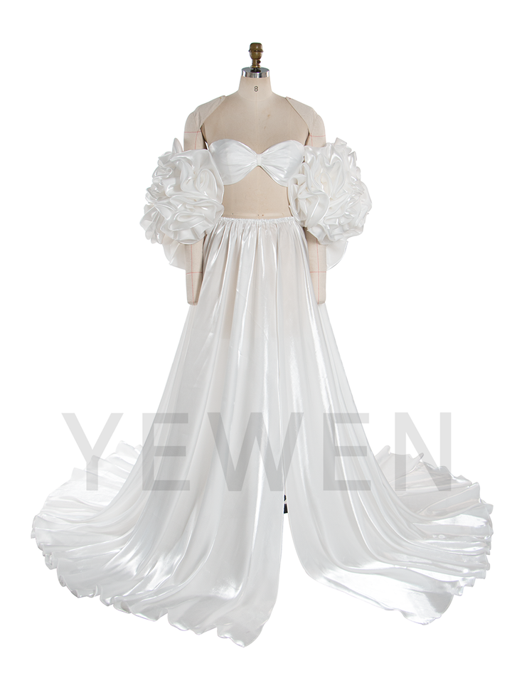 3 Piece Set Hand Flower Cape with Top and Maxi Skirt Fancy Photoshoot Props YW251049