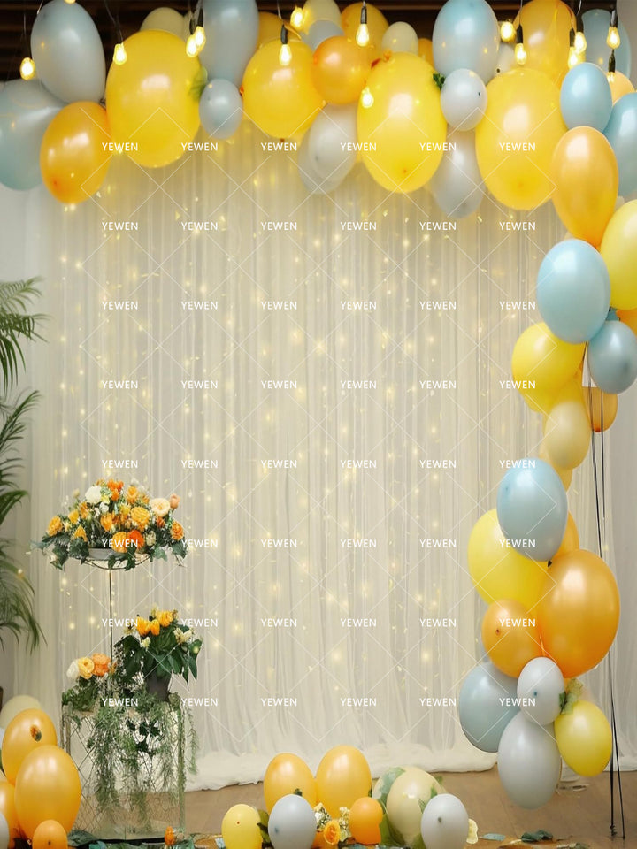 Mesh Outdoor Wedding Gauze Mantle with Light String for Photography Background and Scene Arrangement Backdrops YW2603112D