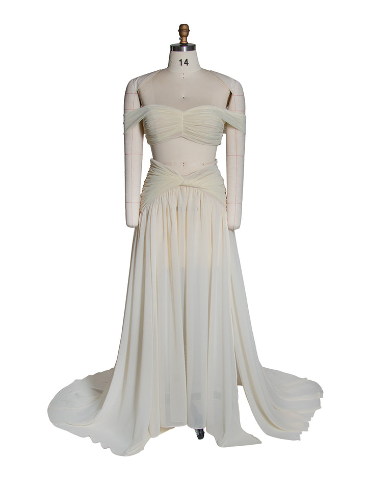 Off-shoulder Stretchy Mesh Gown Dress for Phtoshoot Maternity Sessions YW251032