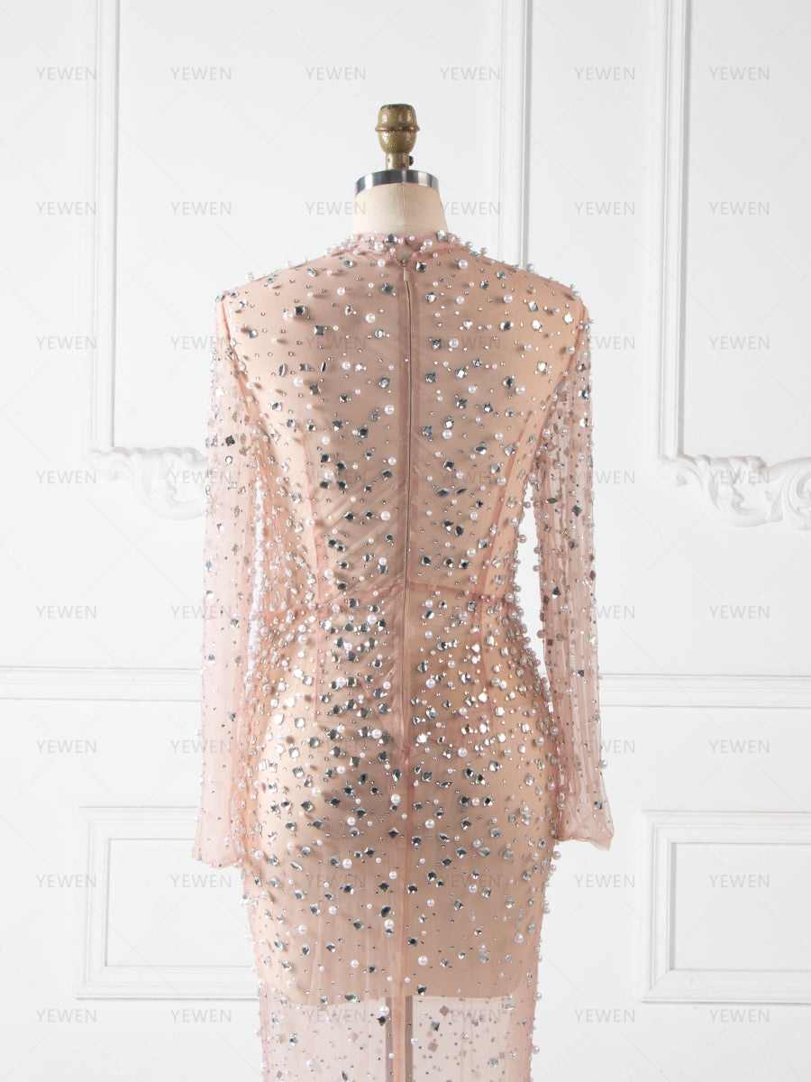 Beaded Maternity Photography Dress Shiny Pearl Rhinestone Long Dress Maternity Photo Shoot Dress YW260243