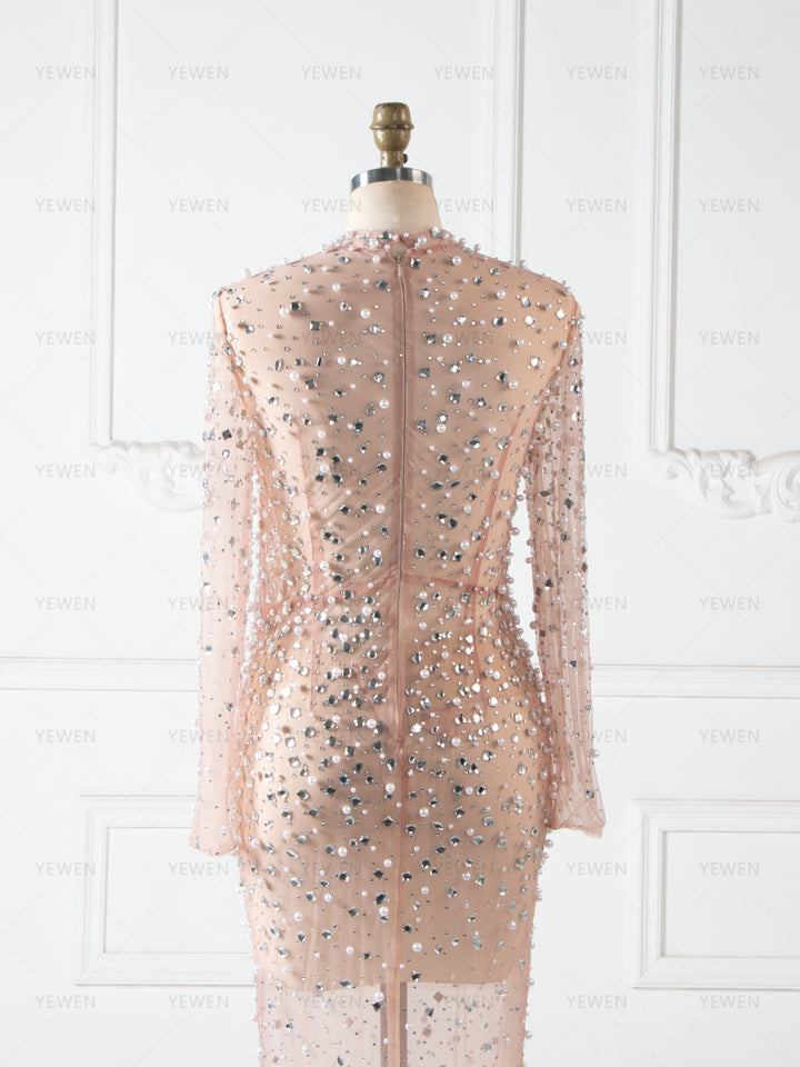 Beaded Maternity Photography Dress Shiny Pearl Rhinestone Long Dress Maternity Photo Shoot Dress YW260243