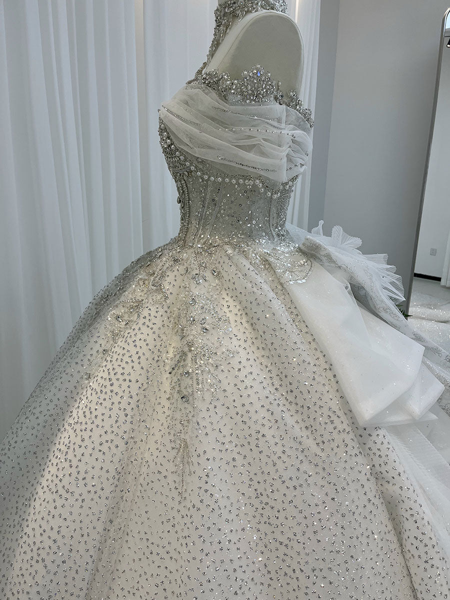 Charming Princess Style Wedding Dress High Quality Queen Sparkle Off The Shoulder White Wedding Gown YW0846 Charming Princess Style Wedding Dress High Quality Queen Sparkle Off The Shoulder White Wedding Gown YW0846