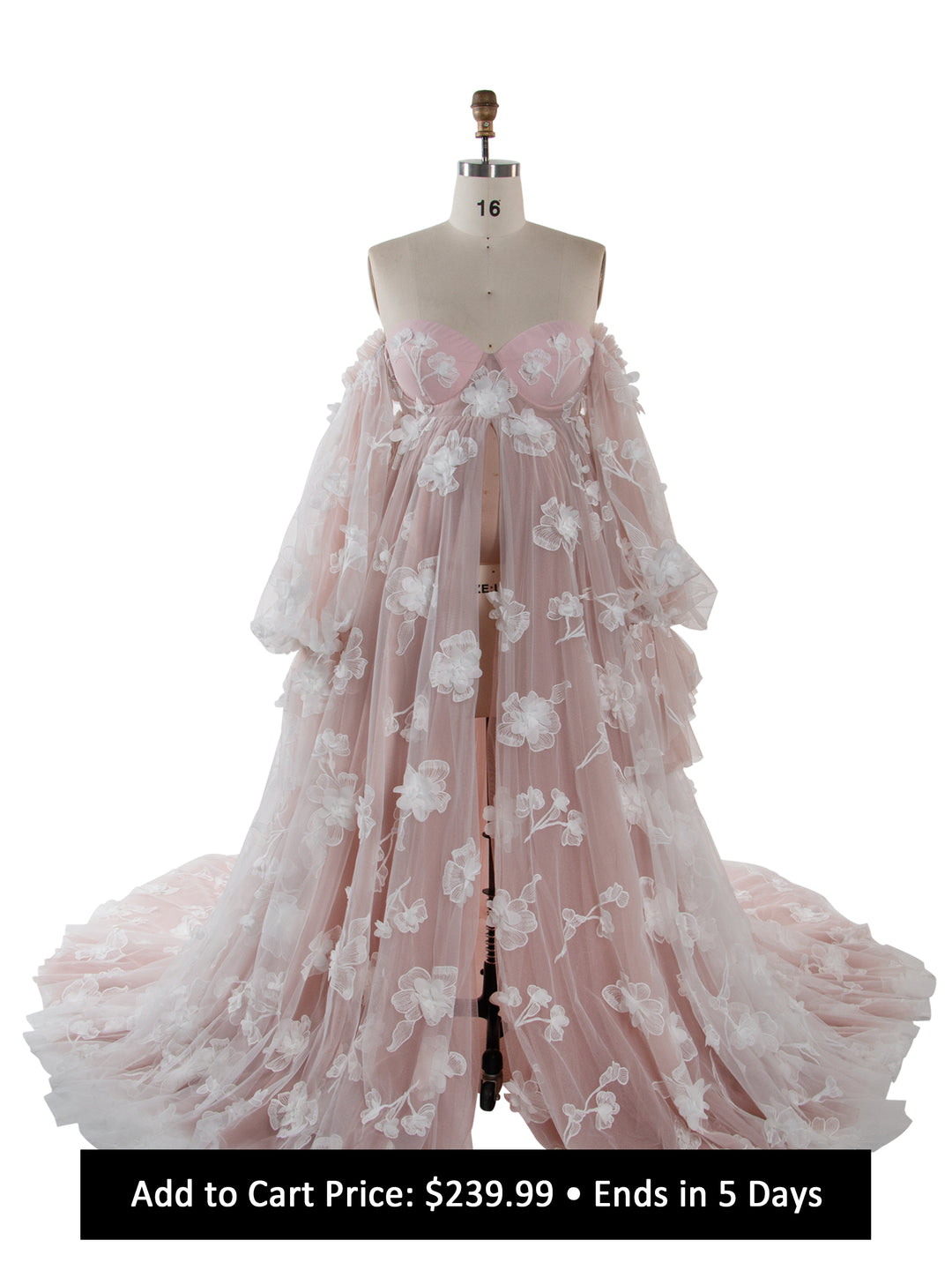 3D Floral Appliques Pregnant women Gown Photography Dress for Baby Shower Front Split YW251048