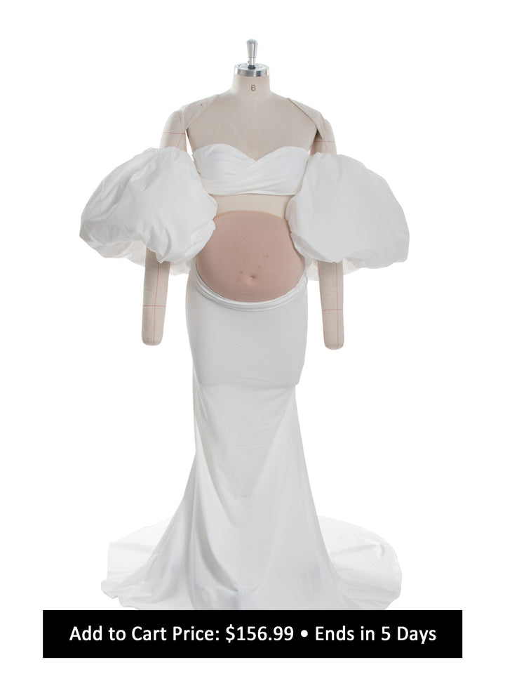 White Maternity Dresses Photoshoot Pregnancy Dress Sets Baby Shower Outfit YW260262