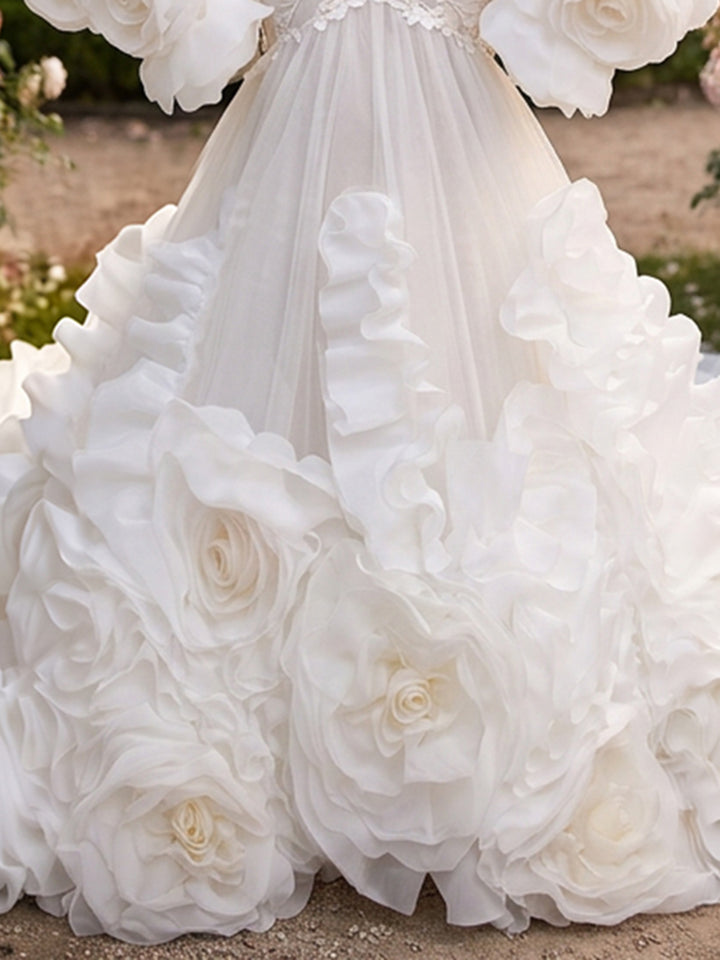 Bridal Robe with Flowers BottomTrain Boudoir Robe Wedding Robe YD260705