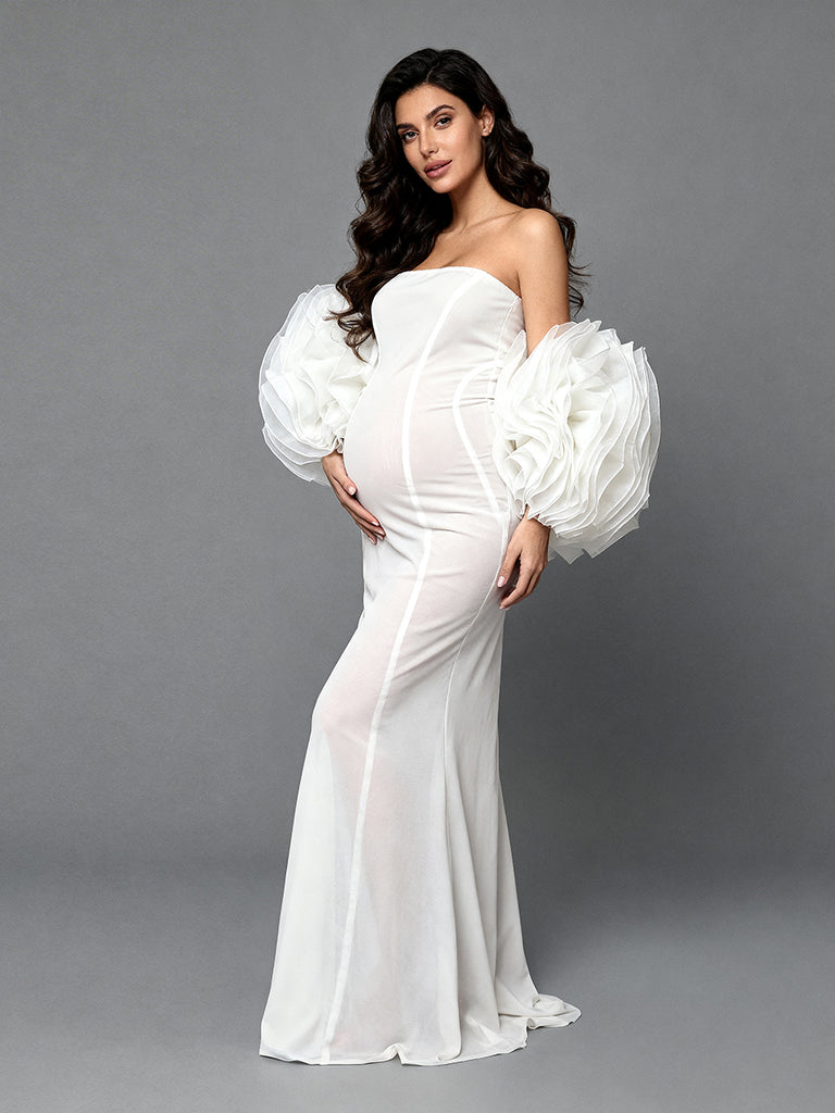 Custom White Mermaid Maternity Dress