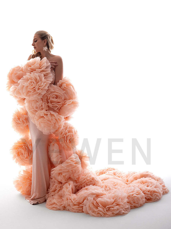 Handmade Flower Cape with Lining Dress Photo Shoot Outfit Wedding Cape YW240005