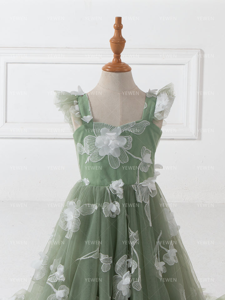 3D Floral Girls Formal Dress Princess Flower Girl Dress Photoshoot Dress for Kids YW260289