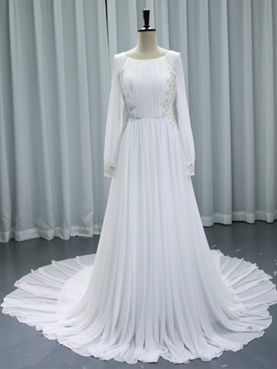 Modest Wedding Dress, Long Sleeves ,Classic Bohemian Bridal Dress